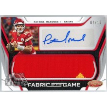 Patrick Mahomes 2019 Panini Certified Fabric of the Game Patch Autograph Card #FS-PMH 2/10