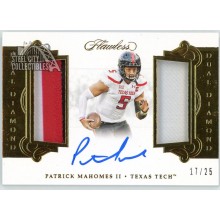 Patrick Mahomes 2018 Panini Flawless Collegiate Dual Diamond Patch Autograph Card #DDMA-PA 17/25