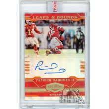 Patrick Mahomes 2020 Panini Plates & Patches Leaps & Bounds Orange Autograph Card #LB-PM 37/40 (Surface Indent)