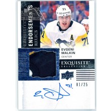 Evgeni Malkin 2018-19 Upper Deck The Cup Exquisite Patch Autograph Card 01/25
