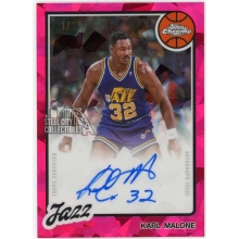 Karl Malone 2025-26 Topps Chrome Update Sapphire 1980-81 Padparadscha Autograph Card #80TBA-KMA 1/1
