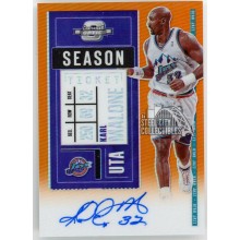 Karl Malone 2020-21 Panini Contenders Optic Season Ticket Orange Autograph Card #VT-KML 7/15