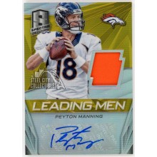 Peyton Manning 2014 Panini Spectra Leading Men Gold Patch Autograph Card #LM-PM 3/5