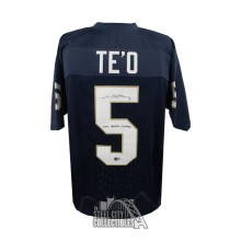 Manti Te'o Autographed Notre Dame 2012 Butkus Award Custom Navy Football Jersey - BAS