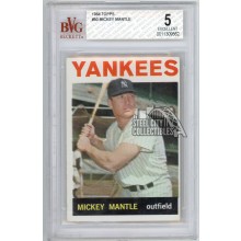 Mickey Mantle 1964 Topps Baseball Card #50 BVG 5 (Small Crack)