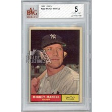 Mickey Mantle 1961 Topps Baseball Card #300 BVG 5