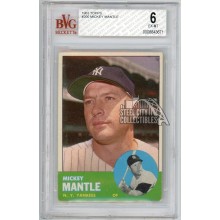 Mickey Mantle 1963 Topps Baseball Card #200 BVG 6 (Minor Cracks)