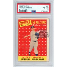 Mickey Mantle 1958 Topps All Star Card #487 PSA 4 VG-EX (637)