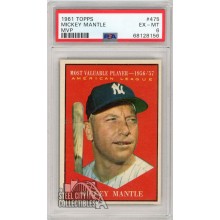Mickey Mantle 1961 Topps Baseball MVP Card #475 PSA 6 (156)