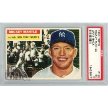 Mickey Mantle 1956 Topps Baseball Gray Back Card #135 PSA 5