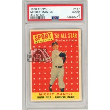 Mickey Mantle 1958 Topps All Star Card #487 PSA 2 Good (451)