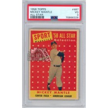 Mickey Mantle 1958 Topps All Star Card #487 PSA 3 VG (326)