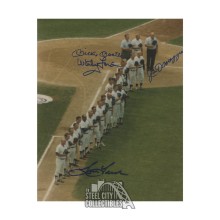 Mickey Mantle, Joe DiMaggio, Whitey Ford, Tom Tresh Autographed New York Yankees 8x10 Baseball Photo - JSA LOA (Old Timers Day)