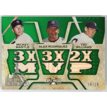 Mickey Mantle Alex Rodriguez Ted Williams 2008 Topps Triple Threads Relic Card #TTRC-23 4/18