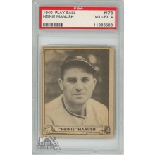 Heinie Manush 1940 Play Ball Baseball Card #176 PSA 4 VG-EX