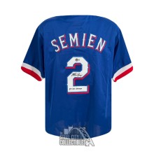Marcus Semien 23 WS Champs Autographed Texas Custom Blue Baseball Jersey - BAS