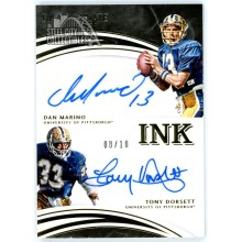 Dan Marino & Tony Dorsett 2016 Panini Immaculate Ink Dual Auto Card #4 08/10