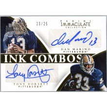 Dan Marino Tony Dorsett 2015 Panini Immaculate Collegiate Ink Combos Dual Autograph Card #17 23/25