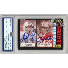 Dan Marino Joe Montana 1985 Topps Passing Leaders Dual Autograph Card #192 PSA/DNA 10