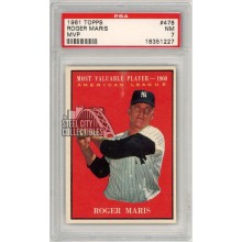 Roger Maris 1961 Topps MVP Card #478 PSA 7 NM (227)
