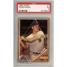 Roger Maris 1962 Topps Card #1 PSA 5 EX