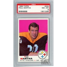 Paul Martha 1969 Topps Football Card #224 PSA 8 NM-MT