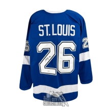 Martin St Louis Autographed Tampa Bay Custom Blue Hockey Jersey - JSA
