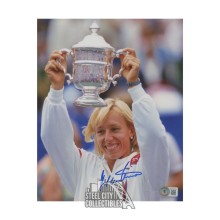 Martina Navratilova Autographed 8x10 Holding Trophy Photo- BAS BC36424