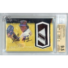 Pedro Martinez 2018 Topps Dynasty Majestic Logo Patch Autograph Card #AP-PM8 1/1 BGS 9.5