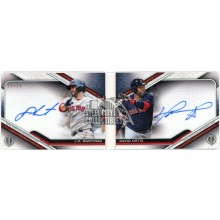 JD Martinez David Ortiz 2021 Topps Tribute Tandems Dual Autograph Booklet Card #TT-MO 17/25
