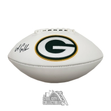 Matthew Golden Autographed Green Bay Packers White Logo Football - BAS (Left)