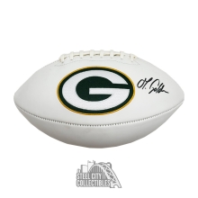 Matthew Golden Autographed Green Bay Packers White Logo Football - BAS (Right)