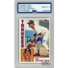 Don Mattingly 1984 Topps Autograph Rookie Card #8 PSA/DNA 10