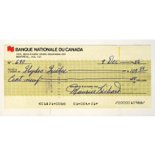 Maurice Richard Autographed Cancelled Check - JSA COA