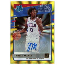Tyrese Maxey 2020-21 Panini Donruss Gold Laser Rated Rookie Autograph Card 05/10 #211