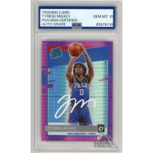 Tyrese Maxey 2020-21 Panini Donruss Optic Hyper Pink RC Auto Card PSA/DNA 10 (White)