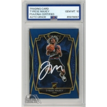 Tyrese Maxey 2020-21 Panini Select Premier Blue RC Auto Card PSA/DNA 10 (White)