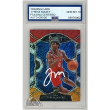 Tyrese Maxey 2020-21 Panini Select Red Orange Shimmer RC Auto Card PSA/DNA 10