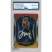 Tyrese Maxey 2020-21Select Premier Red Orange Shimmer RC Auto Card PSA/DNA 10