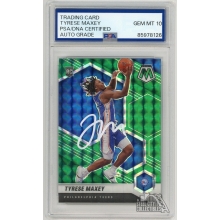 Tyrese Maxey 2020-21 Panini Mosaic Green Prizm RC Auto Card PSA/DNA 10 (White)