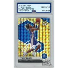 Tyrese Maxey 2020-21 Panini Mosaic Gold Prizm RC Auto Card PSA/DNA 10 (White)