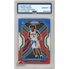Tyrese Maxey 2020-21 Panini Prizm Red White Blue Prizm RC Auto Card PSA/DNA 10