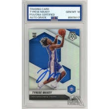 Tyrese Maxey 2020-21 Panini Mosaic Silver Prizm Rookie Autograph Card PSA/DNA 10