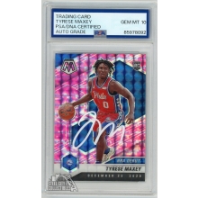 Tyrese Maxey 2020-21 Panini Mosaic Pink Prizm RC Auto Card PSA/DNA 10 (White)