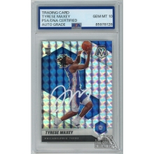 Tyrese Maxey 2020-21 Panini Mosaic Silver Prizm RC Auto Card PSA/DNA 10 (White)