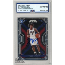 Tyrese Maxey 2020-21 Panini Prizm Rookie Autograph Card #256 PSA/DNA 10