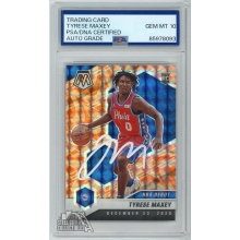 Tyrese Maxey 2020-21 Panini Mosaic Orange Rookie Auto Card PSA/DNA 10 (White)