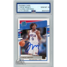 Tyrese Maxey 2020-21 Panini Donruss Rated Rookie Autograph Card #211 PSA/DNA 10