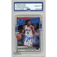 Tyrese Maxey 2020-21 Panini Donruss Choice Rated Rookie Auto Card PSA/DNA 10