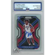Tyrese Maxey 2020-21 Panini Prizm Silver Rookie Autograph Card PSA/DNA Authentic